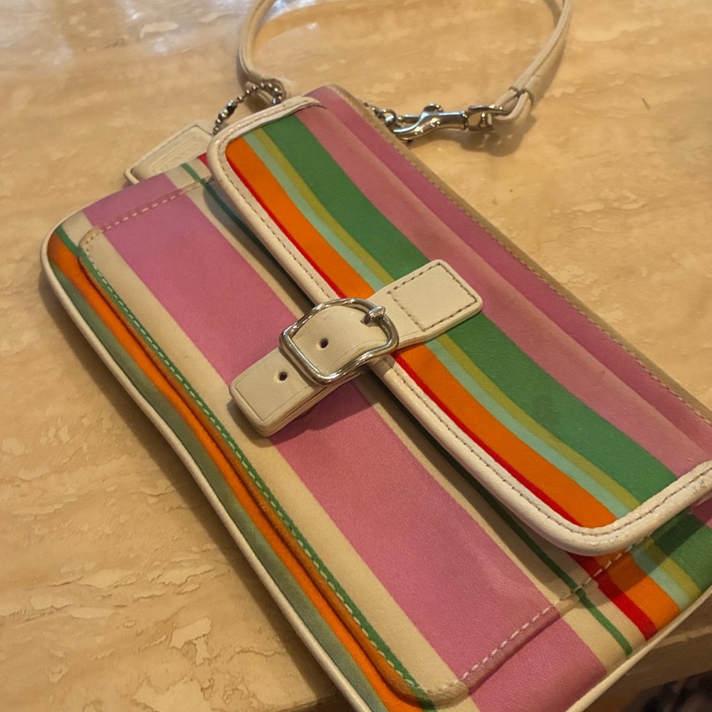 Coach Hampton Multicolor Stripe Wristlet - Picture 10 of 16